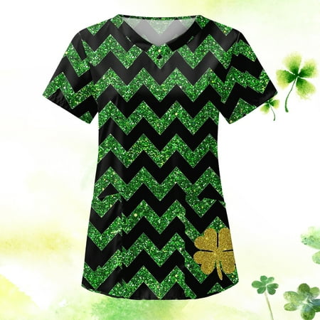 PEONAVET St. Patrick s Day Scrub Tops Women s Fashion Short Sleeve V-Neck Tops Working Uniform Printing Pocket Blouse Tops - Savings Clearance
PEONAVET St. Patrick s Day Scrub Tops Women s Fashion Short Sleeve V-Neck Tops Working Uniform Printing Pocket Blouse Tops - Savings Clearance