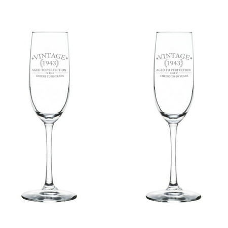 Set of 2 Glass Champagne Flutes Sparkling Wine Glasses Cheers To 80 Years Vintage 1943 80th Birthday (8 oz Stemmed)
Set of 2 Glass Champagne Flutes Sparkling Wine Glasses Cheers To 80 Years Vintage 1943 80th Birthday (8 oz Stemmed)