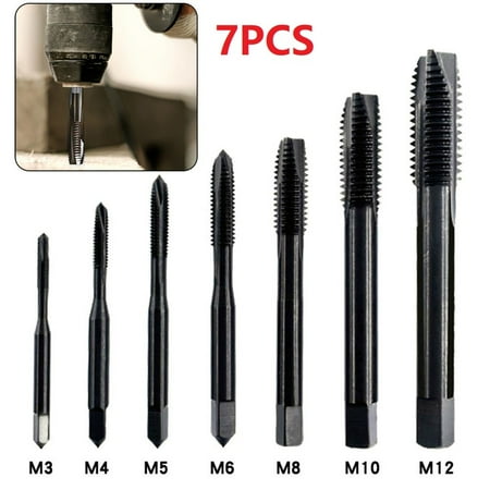 7PCS HSS Machine Screw Thread Metric Plug Straight Groove Tap Drill Set M3-M12
