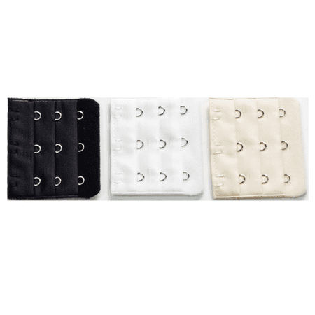 Three-hook Bra Extender 3-pack - black white beige