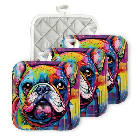 Bahomeck Pot Holder 4Pcs Cute Bulldog In The Style Of Colorful Graffiti Square Heat Resistant Hot Pads For Kitchen Cooking Oven With Hanging Loop Potholder Easy To Store
Bahomeck Pot Holder 4Pcs Cute Bulldog In The Style Of Colorful Graffiti Square Heat Resistant Hot Pads For Kitchen Cooking Oven With Hanging Loop Potholder Easy To Store
