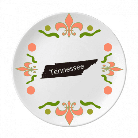USA Map Outline Flower Ceramics Plate Tableware Dinner Dish