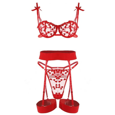 Wrcnote Women Garter Lingerie Set 3 Pieces Teddy Babydoll Deep V Neck Transparent Bodysuit Lace Ladies Sexy Hollow Out Mesh High Waist Red L
Wrcnote Women Garter Lingerie Set 3 Pieces Teddy Babydoll Deep V Neck Transparent Bodysuit Lace Ladies Sexy Hollow Out Mesh High Waist Red L