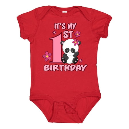 Inktastic It s My First Birthday with Panda Bear Gift Baby Girl Bodysuit