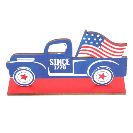NUOLUX Wood Car Decoration Wood Craft for United States Independence Day Home Decoration