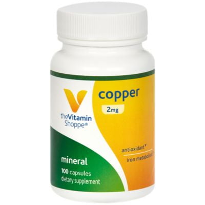 The Vitamin Shoppe Copper 2MG (Copper Gluconate), Antioxidant for Iron Metabolism, Once Daily Essential Mineral Supplement (100 Capsules)