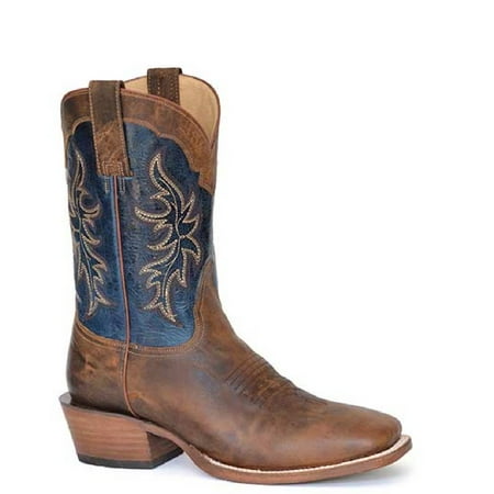 Men s Roper Ride Em Cowboy Leather Boots Handcrafted Tan