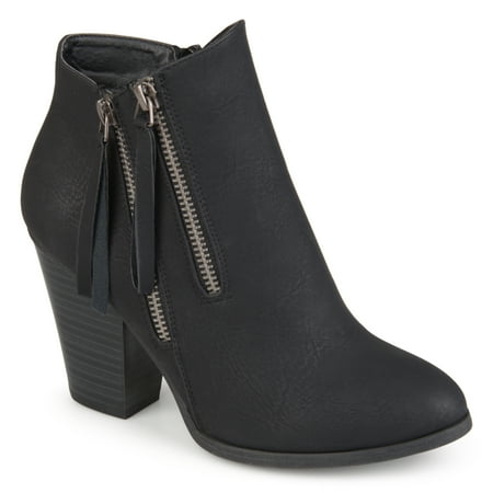 Journee Collection Womens Vally Wide Width Inside Zip Stacked Heel Booties