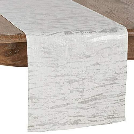 Fennco Styles Distressed Metallic Foil Design Cotton Table Linen