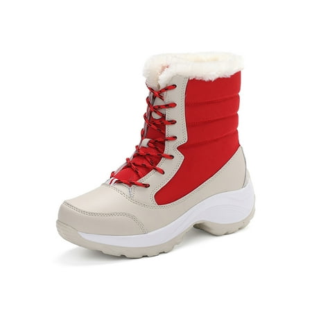 Daeful Women Snow Boots Plush Lined Warm Booties Mid Calf Winter Boot LightweightLace Up Bootie Ladies Comfort Shoes Beige Red 4.5
Daeful Women Snow Boots Plush Lined Warm Booties Mid Calf Winter Boot LightweightLace Up Bootie Ladies Comfort Shoes Beige Red 4.5