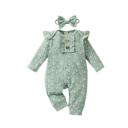 jaweiw Newborn Girl Romper Outfits Long Sleeve Floral Printed Ruffles Decor O-Neck Overalls + Bow-Knot Headband Set Size 0 6 12 18 24 M
jaweiw Newborn Girl Romper Outfits Long Sleeve Floral Printed Ruffles Decor O-Neck Overalls + Bow-Knot Headband Set Size 0 6 12 18 24 M