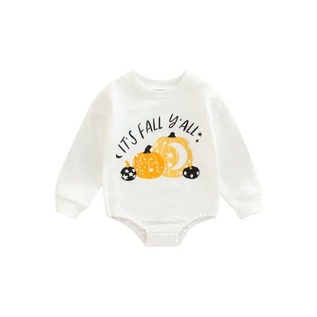 SHIBAOZI Infant Baby Boys Girls Halloween Jumpsuit Cartoon Pumpkin and Letter Print Long Sleeve Crew Neck Romper
SHIBAOZI Infant Baby Boys Girls Halloween Jumpsuit Cartoon Pumpkin and Letter Print Long Sleeve Crew Neck Romper