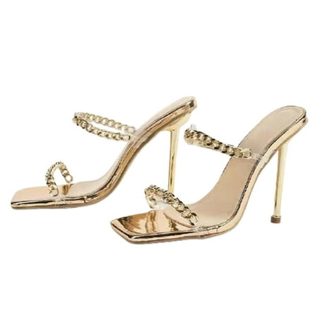 Ladies High Heels Sandals with Square Peep Toe Casual Shoes Summer Beach Supply