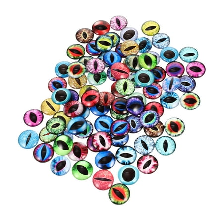 NUOLUX 100pcs Glass Eye Round Eye Patches Ring Jewelry Making Patches Mixed Style