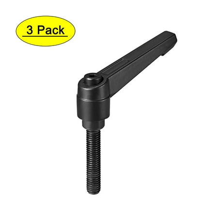 Uxcell M8 x 40mm Metric Adjustable Clamping Lever Handle with Stud Black 3 Pack