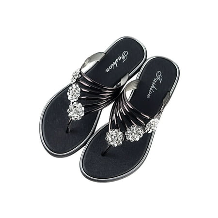 SIMANLAN Womens Flat Sandals Waterproof Beach Sandal Rhinestone Flip-flops Ladies Non-slip Casual Shoes Women Slip On Slides Black 8
SIMANLAN Womens Flat Sandals Waterproof Beach Sandal Rhinestone Flip-flops Ladies Non-slip Casual Shoes Women Slip On Slides Black 8