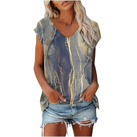 Womens Tops Marbling Printed Short Sleeve Shirts Casual Summer Tops V-neck Tunic Tee Blouse
Womens Tops Marbling Printed Short Sleeve Shirts Casual Summer Tops V-neck Tunic Tee Blouse