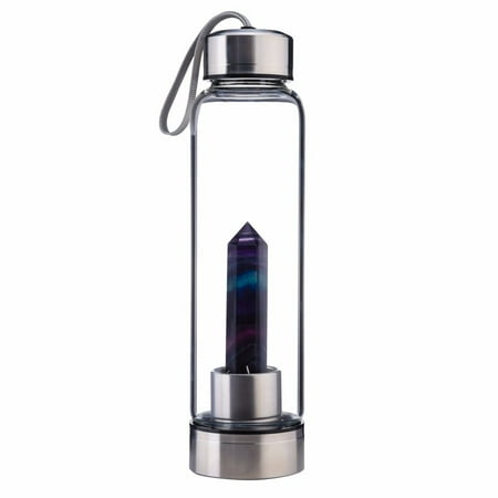 Natural Crystal Point Wand Quartz Crystal Water Bottle