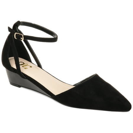 Journee Collection Womens Arkie Buckle Pointed Toe Sliver Wedge