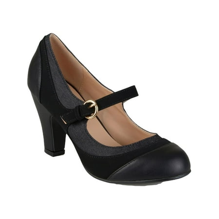 Journee Collection Womens Siri Layered Faux Leather Dress Heels