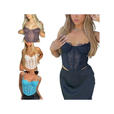 Owls Yard Summer Women s Spaghetti Strap Bustier Crop Tops Backless Low Cut Solid Color Lace Tube Tops Beach Slim Fit Sexy Corset
Owls Yard Summer Women s Spaghetti Strap Bustier Crop Tops Backless Low Cut Solid Color Lace Tube Tops Beach Slim Fit Sexy Corset