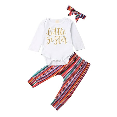 Suefunskry Baby Girls 3Pcs Outfit Set Long Sleeve Letters T-Shirt Tops Stripe Long Pants with Headband
Suefunskry Baby Girls 3Pcs Outfit Set Long Sleeve Letters T-Shirt Tops Stripe Long Pants with Headband