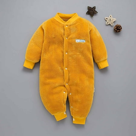 Juebong Baby Pajamas Autumn Winter Infant Toddler Baby Long Sleeve Print Plush Romper Jumpsuit Baby Romper for 12-18 Months