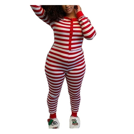 Women Christmas Jumpsuit Pajamas V Neck One Piece Bodysuit Bodycon Romper One Stripe Print Sleepwear
Women Christmas Jumpsuit Pajamas V Neck One Piece Bodysuit Bodycon Romper One Stripe Print Sleepwear