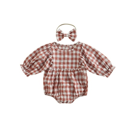 TSEXIEFOOFU Infant Baby Girls Romper Plaid Round Neck Long Sleeve Bodysuits with Bow Headband
TSEXIEFOOFU Infant Baby Girls Romper Plaid Round Neck Long Sleeve Bodysuits with Bow Headband