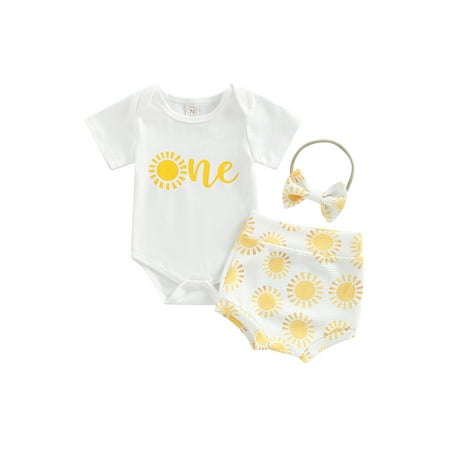 Nokpsedcb Newborn Baby Boy Girl 3PCS Outfits Infant Short Sleeve Sunflower Sun Pattern Romper Elastic Waist Shorts Bow Headband White Sun 12-18 Months
Nokpsedcb Newborn Baby Boy Girl 3PCS Outfits Infant Short Sleeve Sunflower Sun Pattern Romper Elastic Waist Shorts Bow Headband White Sun 12-18 Months