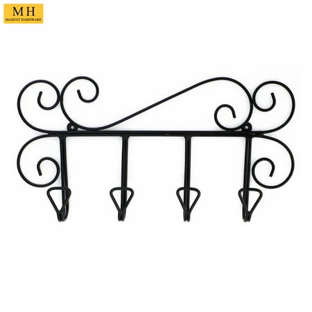 Mascot Hardware Wavy Black Hook Rail With 4 Hooks