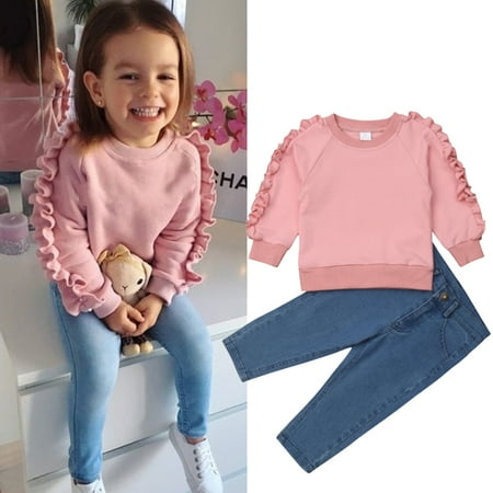 Suanret 2PCS Toddler Kids Baby Girls Ruffle Tops Denim Pants Winter Outfits Clothes Pink 4-5 Years
Suanret 2PCS Toddler Kids Baby Girls Ruffle Tops Denim Pants Winter Outfits Clothes Pink 4-5 Years