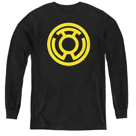 Trevco Sportswear GL286-YL-2 Green Lantern & Yellow Emblem Youth Long Sleeve T-Shirt, Black - Medium