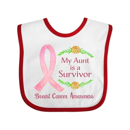 Inktastic My Aunt is a Survivor Breast Cancer Awareness Gift Baby Boy or Baby Girl Bib