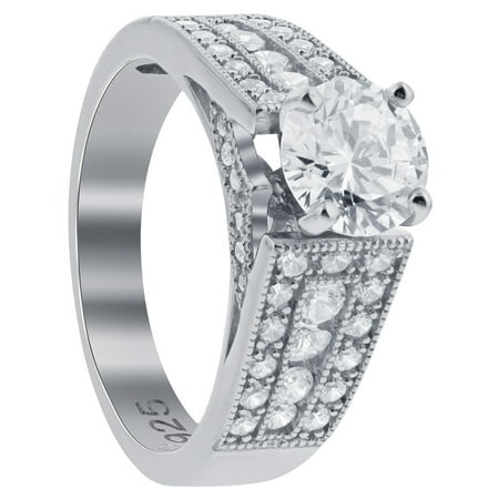 Gem Avenue 925 Sterling Silver Cubic Zirconia Engagement Wedding Ring
