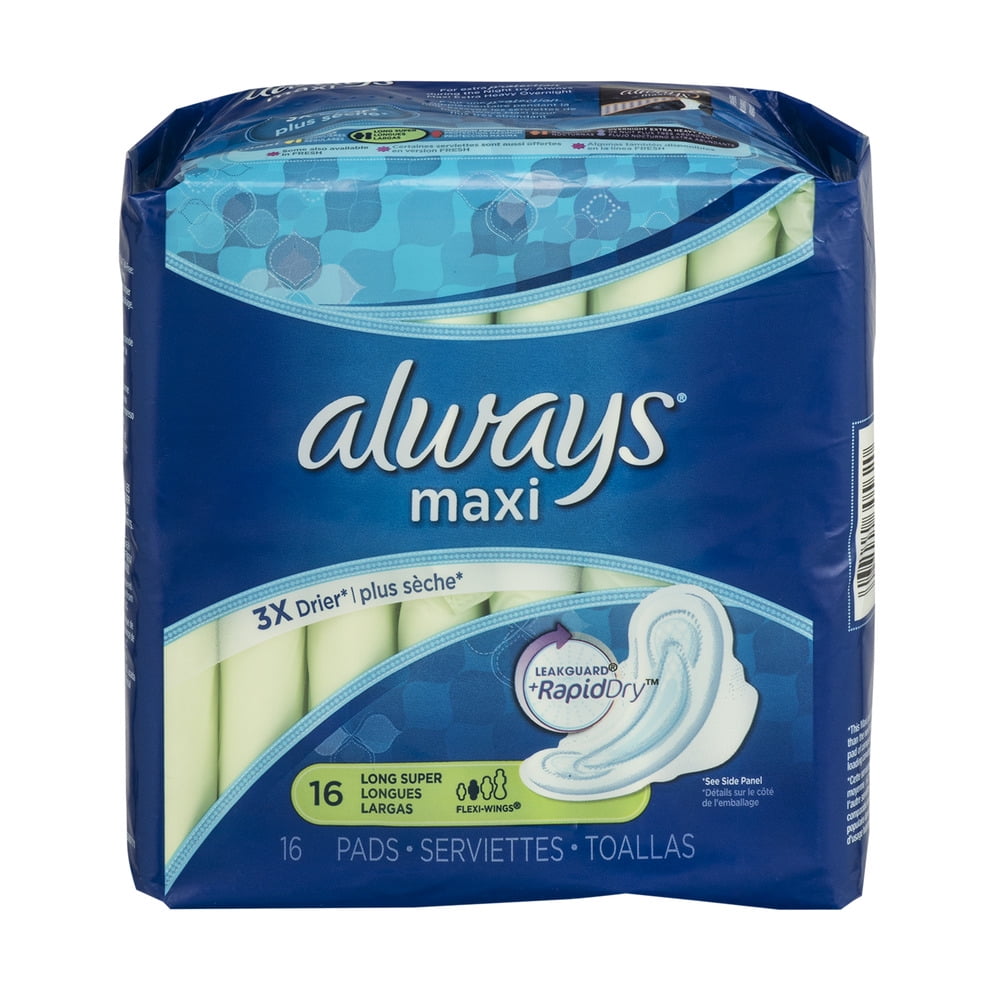 Always LeakGuard Plus Maxi Pads Long Super Lightly Scented 20 Each