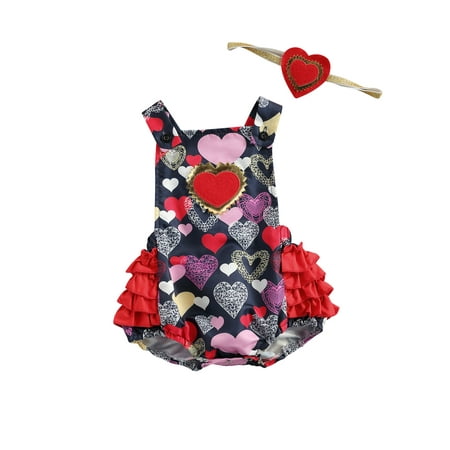 Canrulo Valentines Days Baby Girls LOVE Heart Print Ruffle Sleeveless Jumpsuit Bodysuit+Headband 2Pcs Set Red 6-12 Months
Canrulo Valentines Days Baby Girls LOVE Heart Print Ruffle Sleeveless Jumpsuit Bodysuit+Headband 2Pcs Set Red 6-12 Months