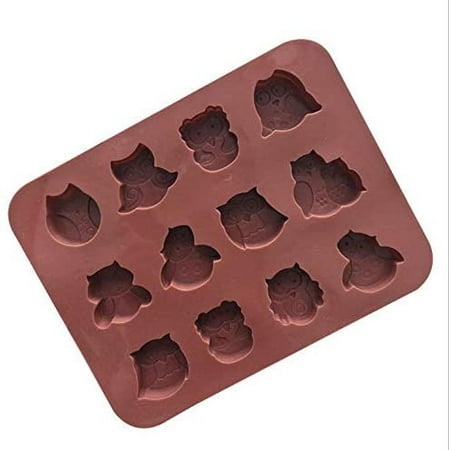 Cute 12 Cavities Animal Owl Shaped Silicone Chocolate Candy Cake Molds