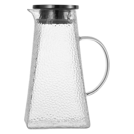 

NUOLUX Pitcher Glass Jug Water Carafe Lid Tea Juice Beverage Fridge Dispenser Milk Iced Drink Ice Gallon Serving Container