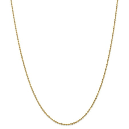 14k Yellow Gold 14in 1.5mm Handmade Regular Rope Chain Necklace