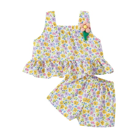 B91xZ Girl Outfits Toddler Girls Summer Sleeveless Flower Prints Tops Vest Shorts 2pcs Outfits for Children Clothes Purple Sizes 2-3 Years
B91xZ Girl Outfits Toddler Girls Summer Sleeveless Flower Prints Tops Vest Shorts 2pcs Outfits for Children Clothes Purple Sizes 2-3 Years
