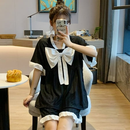 DanceeMangoo Soft Girls Pajamas Set Korean Summer New Short Sleeve Loose Leisure Sleepwear V-neck Women Nightwear Shirt Home Wear Clothes
DanceeMangoo Soft Girls Pajamas Set Korean Summer New Short Sleeve Loose Leisure Sleepwear V-neck Women Nightwear Shirt Home Wear Clothes