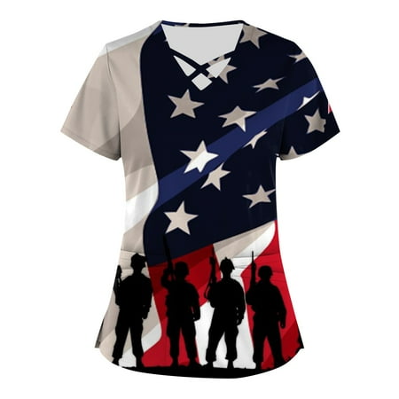 4th of July Shirts Plus Size Independence Day Printed Scrub Working Uniform Tops For Women Cross V-Neck Short Sleeve Fun T-Shirts Workwear Tee With Pockets Wine 5X-Large
4th of July Shirts Plus Size Independence Day Printed Scrub Working Uniform Tops For Women Cross V-Neck Short Sleeve Fun T-Shirts Workwear Tee With Pockets Wine 5X-Large