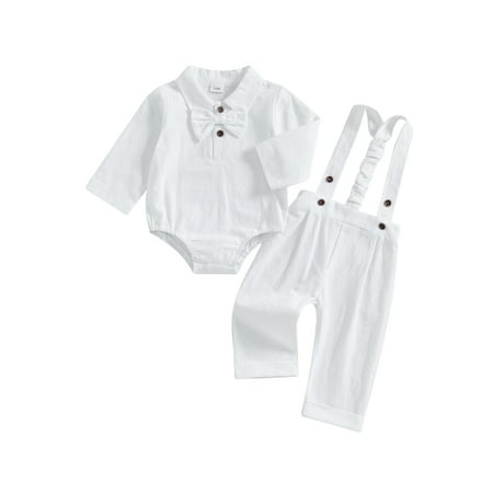 Suealasg Infant Baby Boy Gentleman Suit Outfit Short Sleeve Lapel Neck Romper with Bow Tie+ Suspender Pants 2 Piece Toddler Boy Formal Clothes Set
Suealasg Infant Baby Boy Gentleman Suit Outfit Short Sleeve Lapel Neck Romper with Bow Tie+ Suspender Pants 2 Piece Toddler Boy Formal Clothes Set