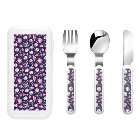 Gaeub Skull mushroom space Print 3-Piece Children Knife Spoon Fork Set Stainless Steel Child Flatware Set Kids Utensils Set with Case for Lunch Box (Fork Spoon Knife Combo)
Gaeub Skull mushroom space Print 3-Piece Children Knife Spoon Fork Set Stainless Steel Child Flatware Set Kids Utensils Set with Case for Lunch Box (Fork Spoon Knife Combo)