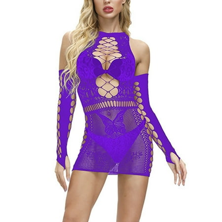 Women s Sexy Hollow Out Sleepwear Fishnet See Through Babydoll Mini Nightwear Lingerie with Glove Purple One Size
Women s Sexy Hollow Out Sleepwear Fishnet See Through Babydoll Mini Nightwear Lingerie with Glove Purple One Size