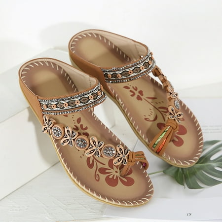 ZIZOCWA Women Casual Flip Flops Open Toe Bohemian Style Flat Soft Bottom Beach Shoes Sandals Comfortable Beaded Butterfly Slippers Brown Size7
ZIZOCWA Women Casual Flip Flops Open Toe Bohemian Style Flat Soft Bottom Beach Shoes Sandals Comfortable Beaded Butterfly Slippers Brown Size7