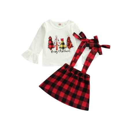 Toddler Baby Girls Christmas Outfits 2Pcs Suspender Skirt St Christmas Printed Flare Sleeve Pullover Shirt Top + Tie-up Suspender Skirt
Toddler Baby Girls Christmas Outfits 2Pcs Suspender Skirt St Christmas Printed Flare Sleeve Pullover Shirt Top + Tie-up Suspender Skirt