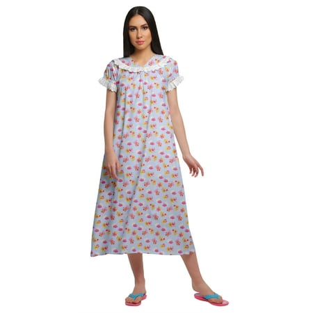 Moomaya Cotton V-Neck Sleepwear For Ladies Short Sleeve WoMen s Nightdress