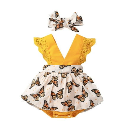Infant Girls Lace Fly Sleeve Printed Romper Newborn Bodysuits Dress Headbands Casual Outfits For 6-9 Months
Infant Girls Lace Fly Sleeve Printed Romper Newborn Bodysuits Dress Headbands Casual Outfits For 6-9 Months